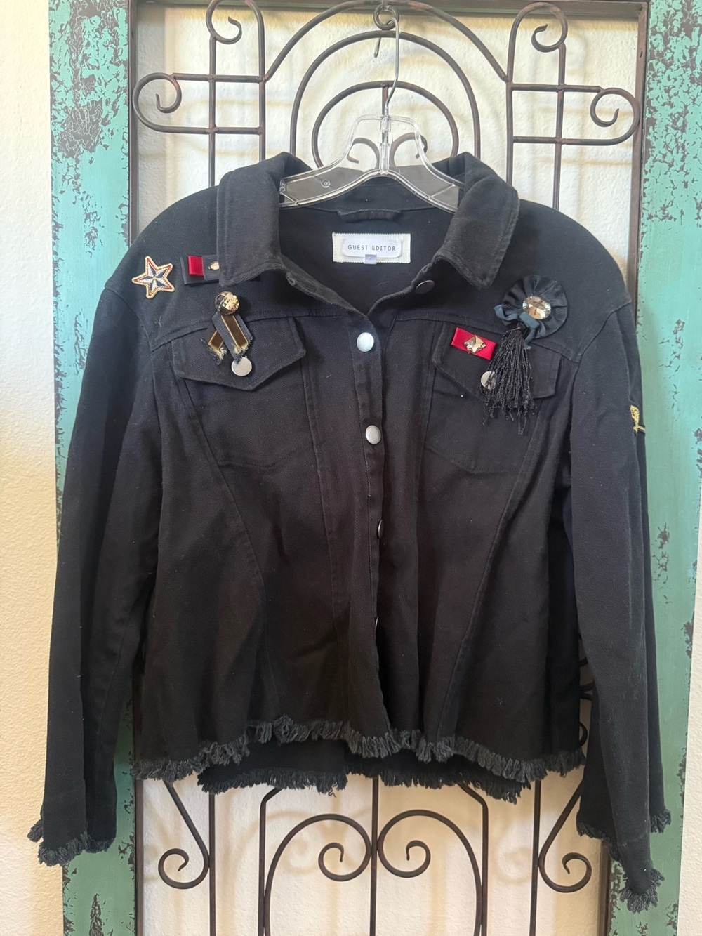 Guest Editor Black Embellished Military Jacket Size Small